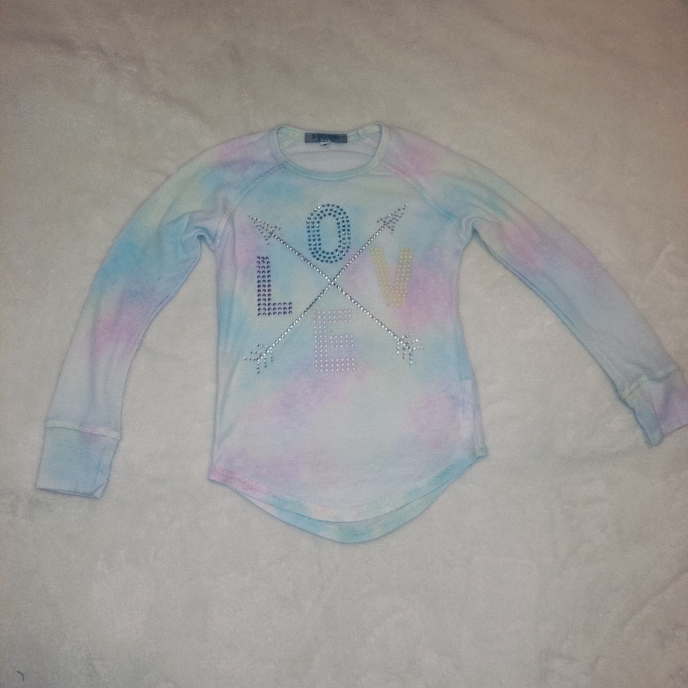 U GO GIRL Tie Dye L/S L.O.V.E Waffle Top